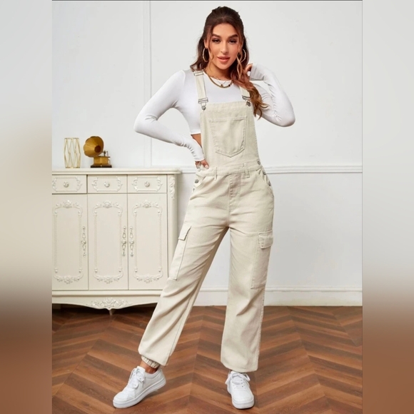 SHEIN EZwear Flap Pocket Denim Overalls Without Top Size S US 4 - Picture 3 of 14